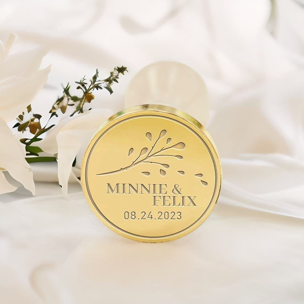Aglaia Odorata Wedding Custom Wax Seal Stamp with Couple's Names