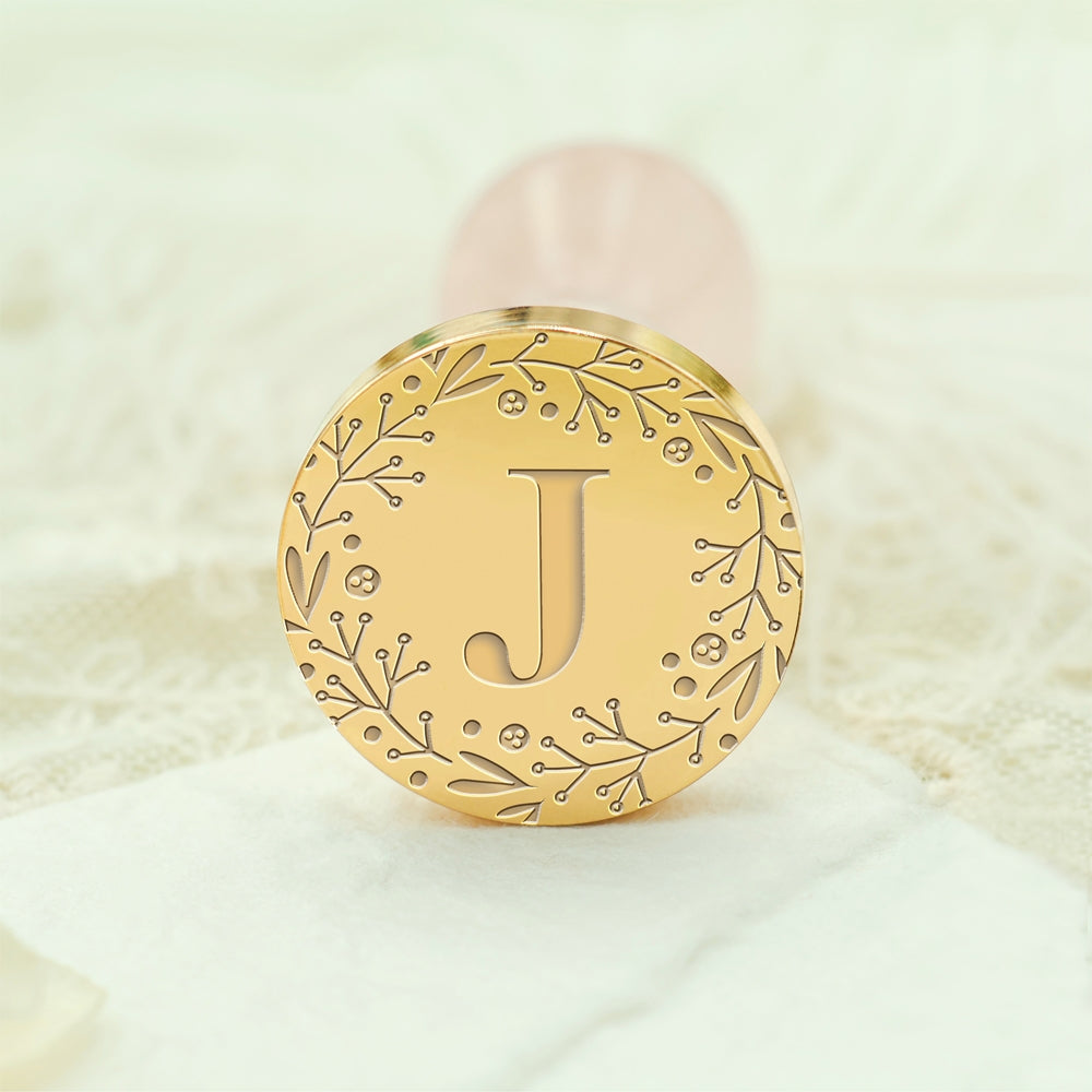 Custom Single Letter Borderless Botanical Wax Seal Stamp - Style 16 16