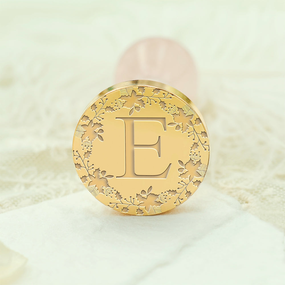 Custom Single Letter Borderless Botanical Wax Seal Stamp - Style 25 25