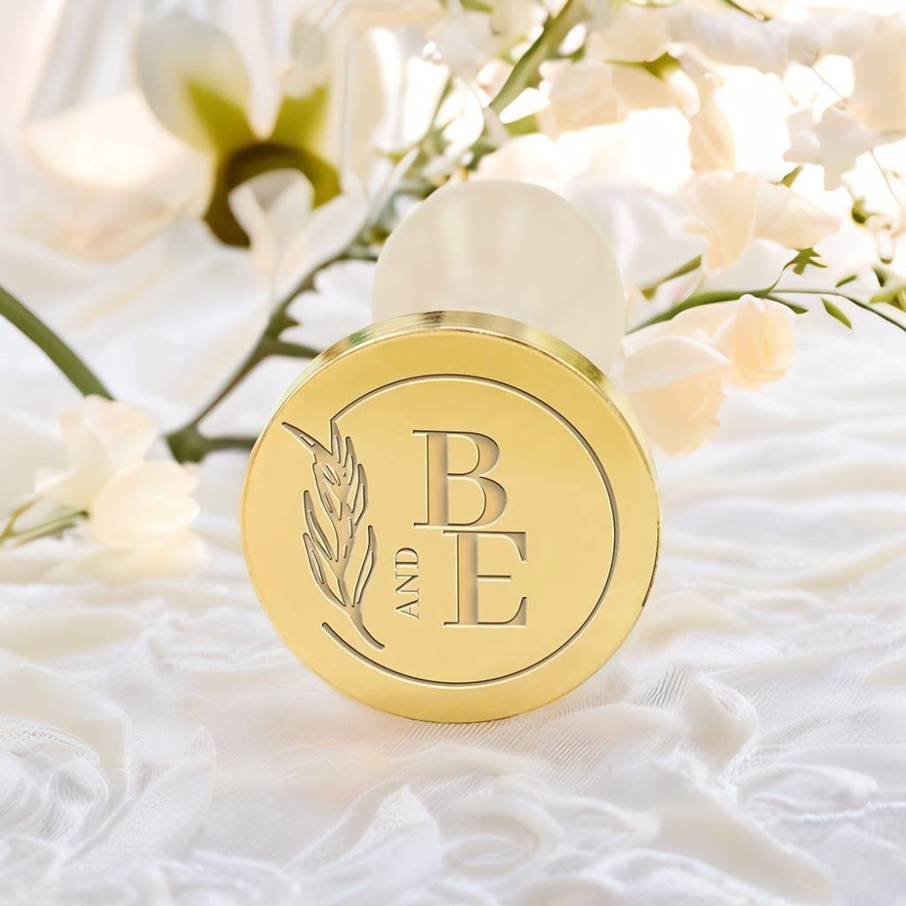 Ear of Wheat Wedding Custom Wax Seal Stamp with Double Initials