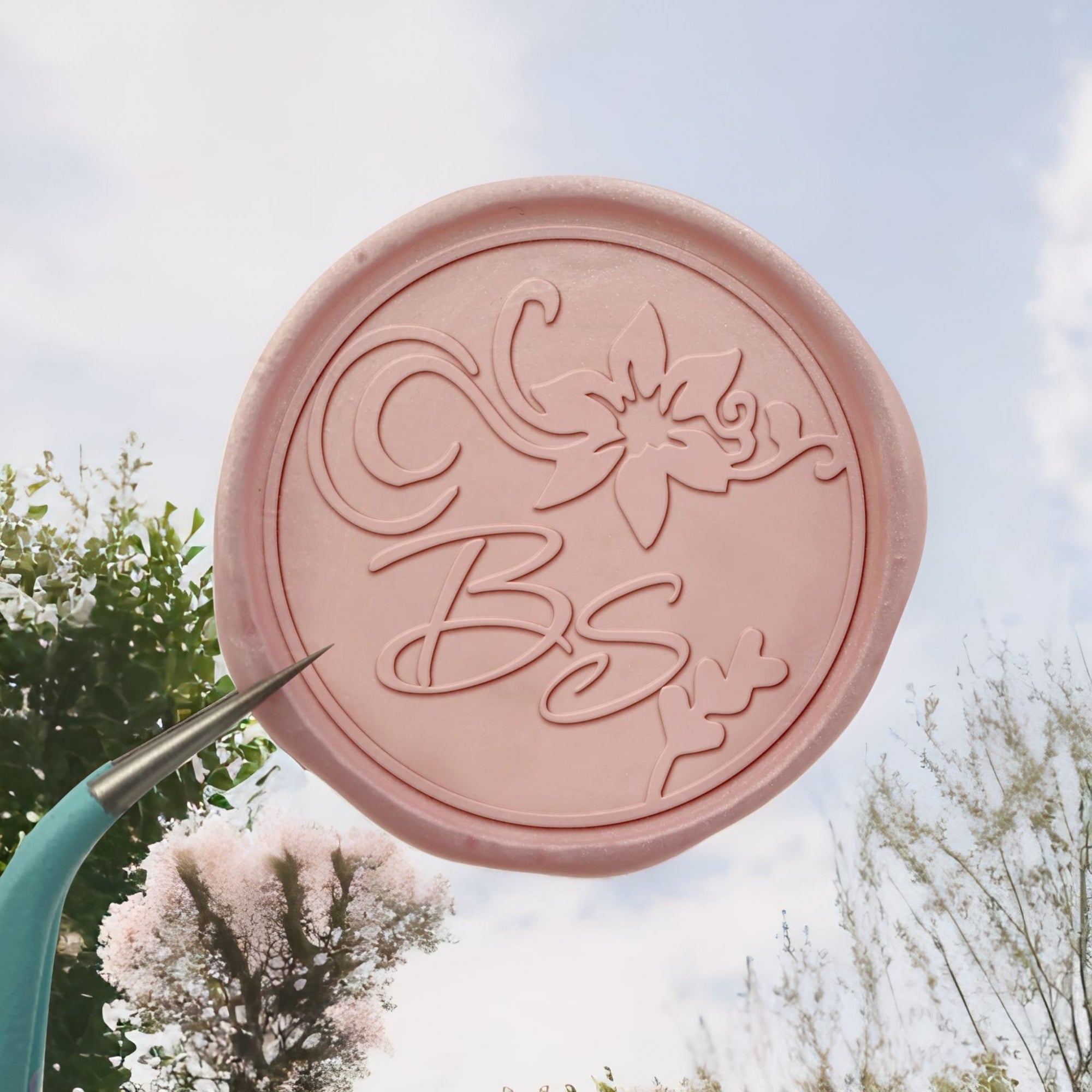 Lily Double Initials Wedding Custom Self-Adhesive Wax Seal Stickers