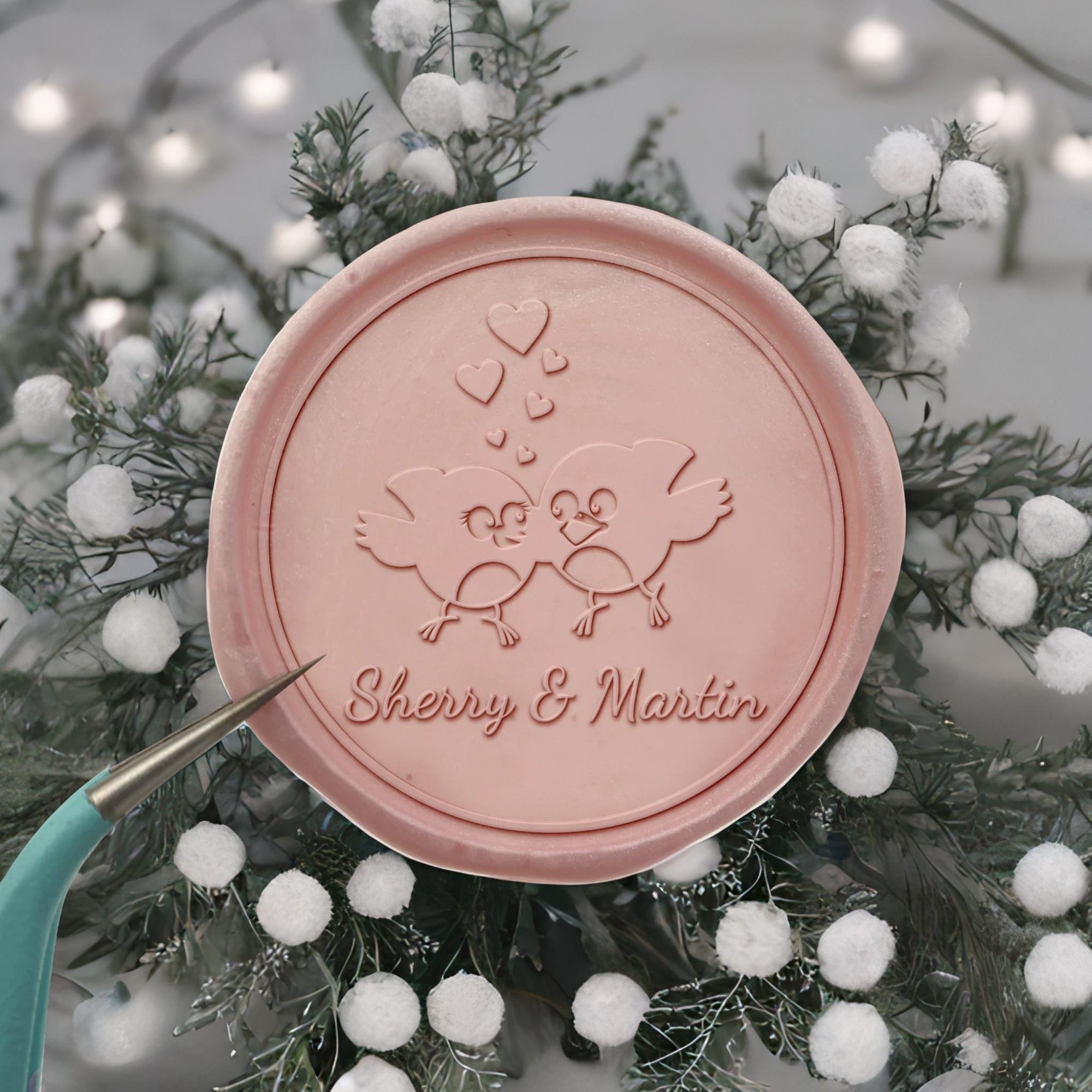 Love Birds Name Wedding Custom Self-Adhesive Wax Seal Stickers