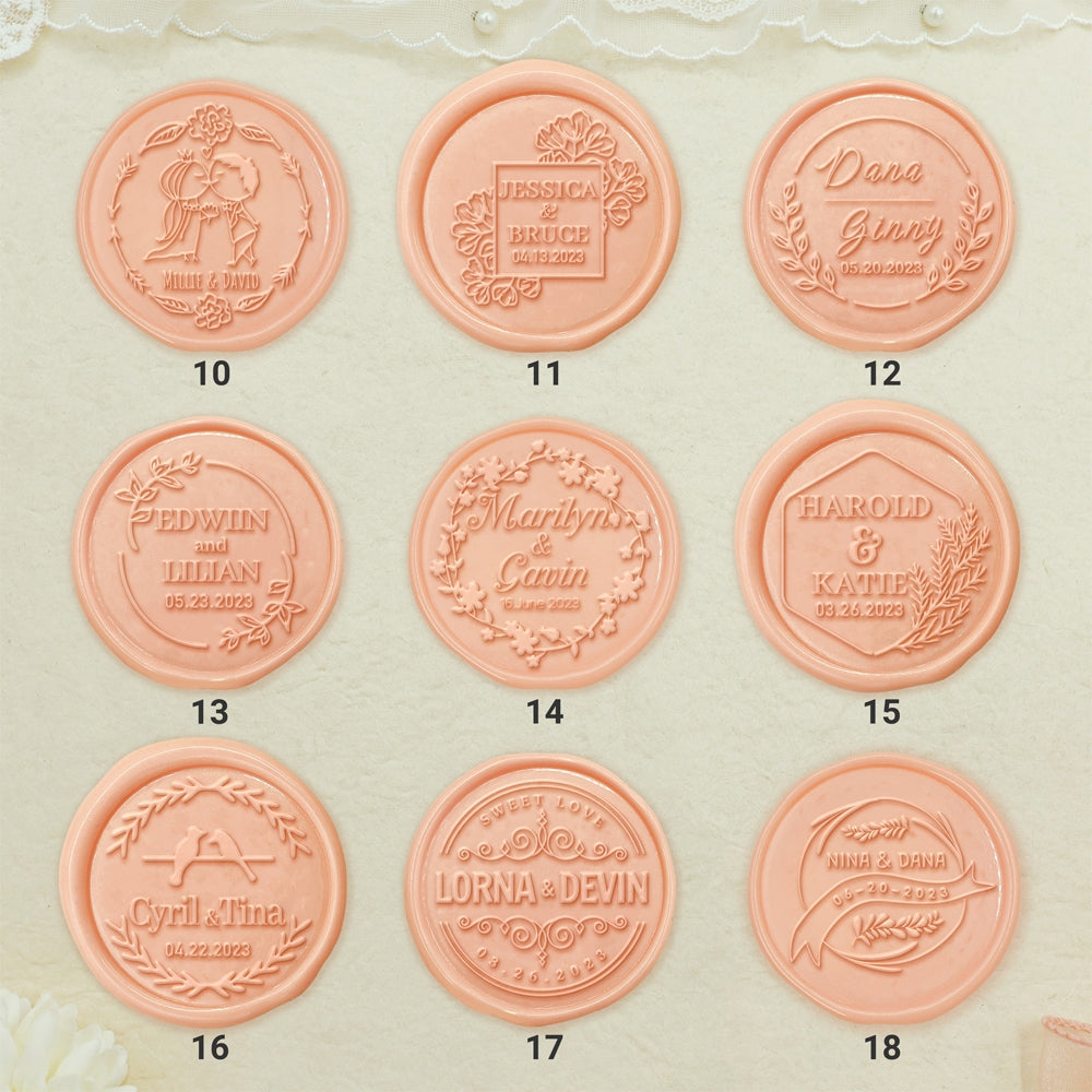 Name Wedding Custom Self-Adhesive Wax Seal Stickers (27 Designs) -2