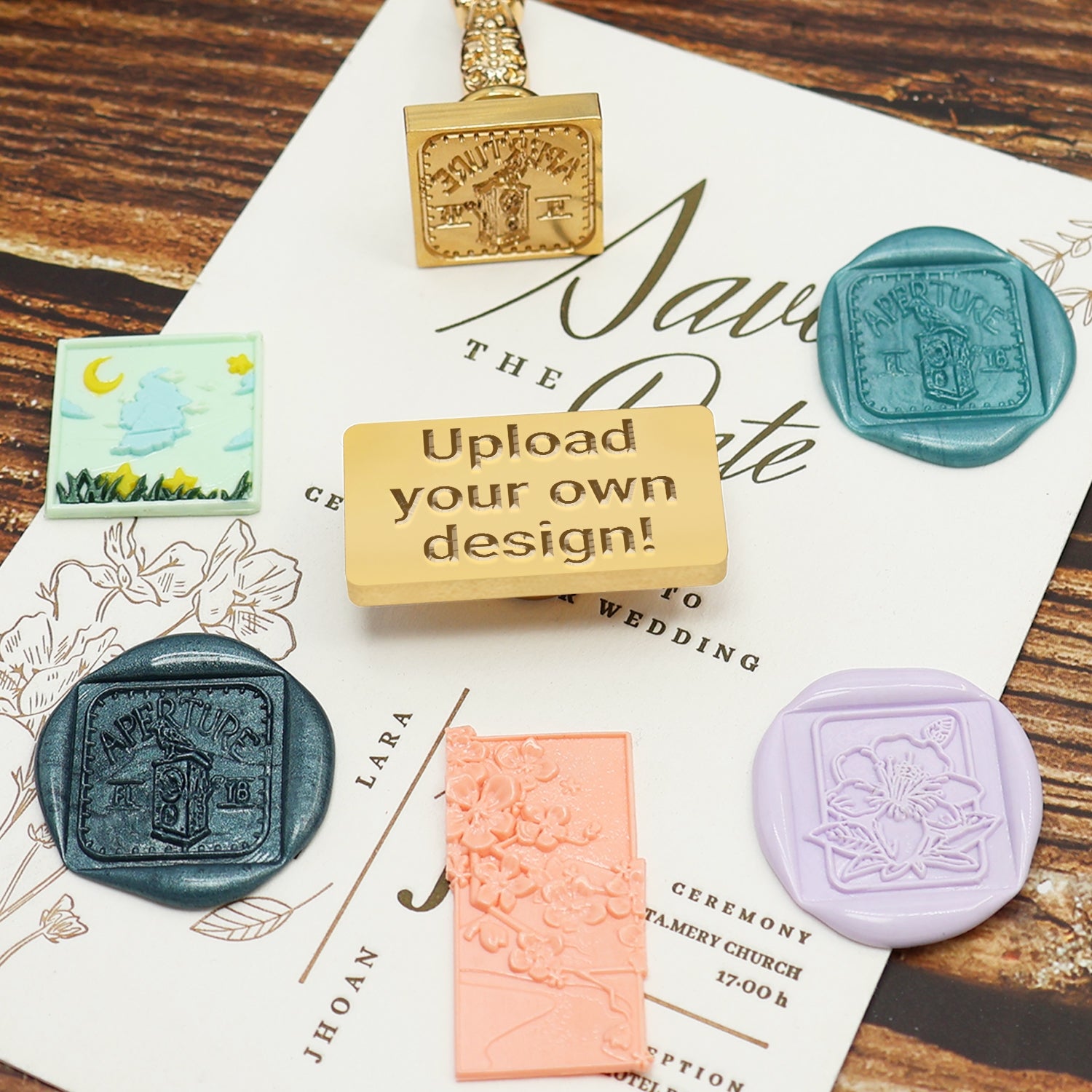 Rectangular & Square Fully Customized Wax Seal Stamp with Your Own Artwork -AD