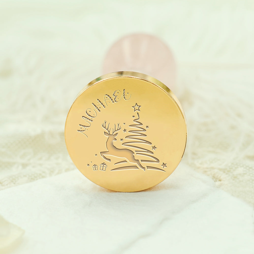 Christmas Tree with Deer Custom Name Wax Seal Stamp
