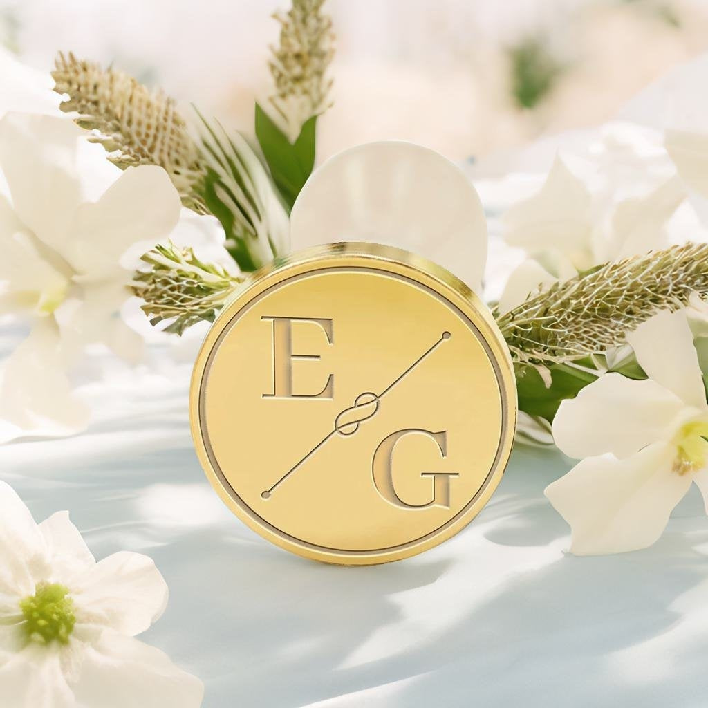 True Love Knot Wedding Custom Wax Seal Stamp with Double Initials-1