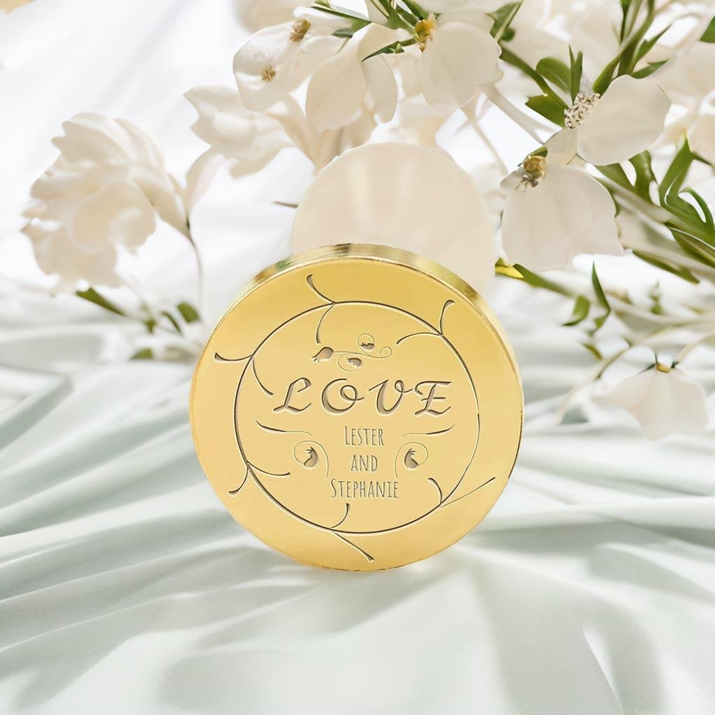 Twig Circle Wedding Custom Wax Seal Stamp with Couple's Names