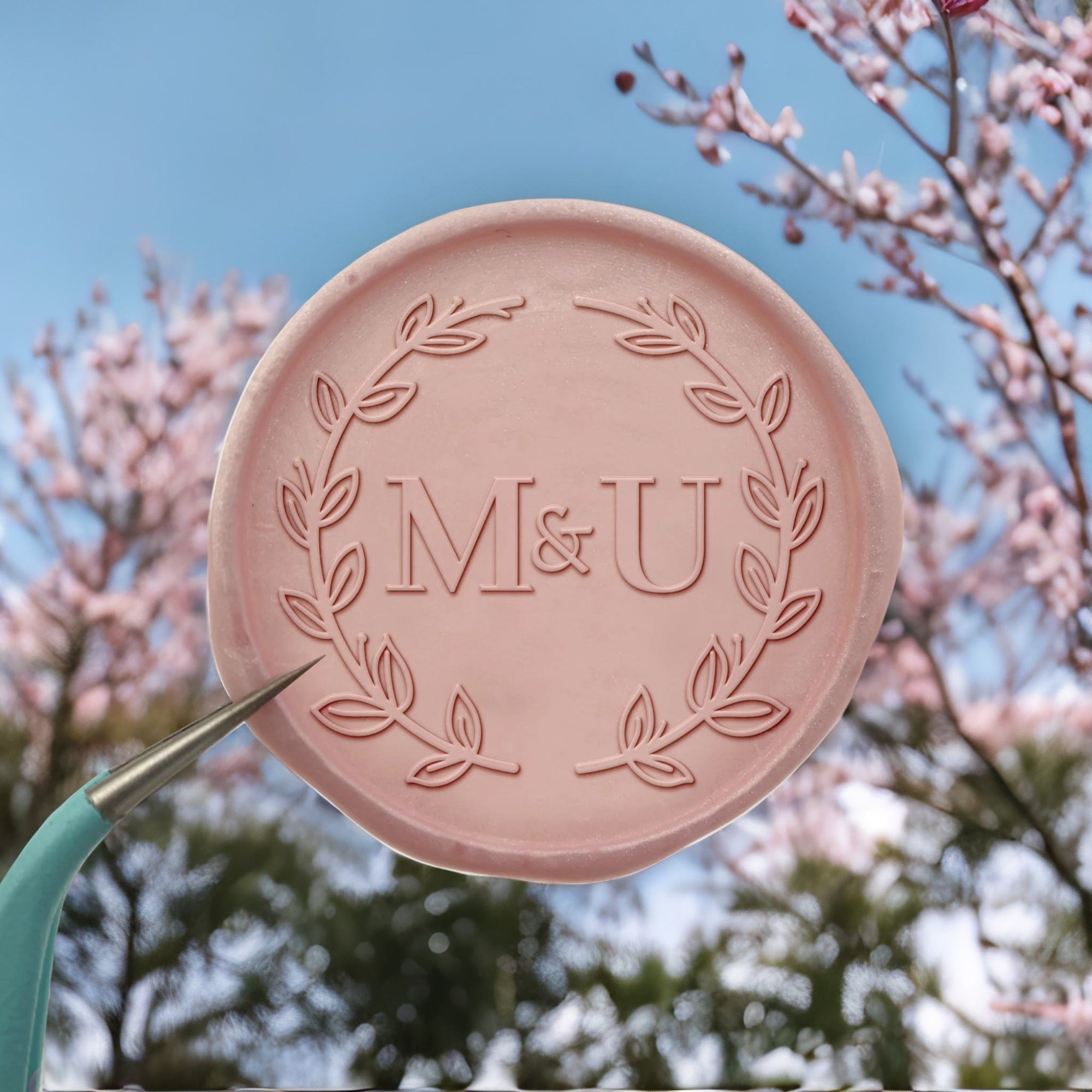 Twigs Double Initials Wedding Custom Self-Adhesive Wax Seal Stickers