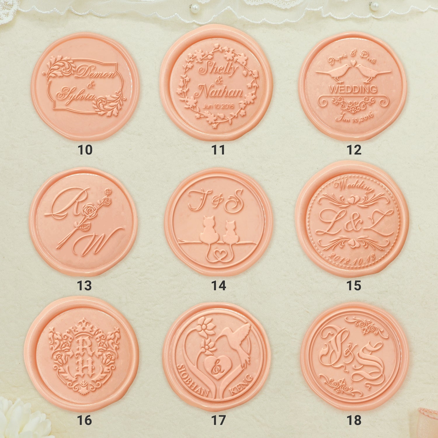 Wedding Wax Seal Stamp - (27 Design)-sku2