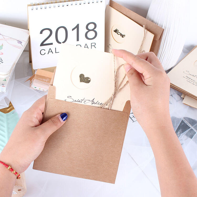 Metal Trinket Greeting Card with Hemp Twine in an envelope