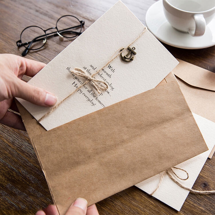 Metal Trinket Greeting Card with Hemp Twine in Envelopes