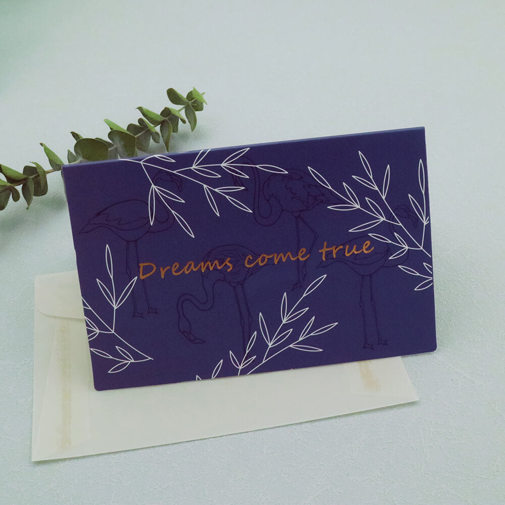 Flamingo Wild Birds & Leaves Greeting Card With Envelope