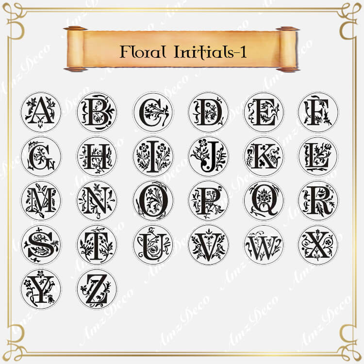 Floral Initial Wax Seal Stamp
