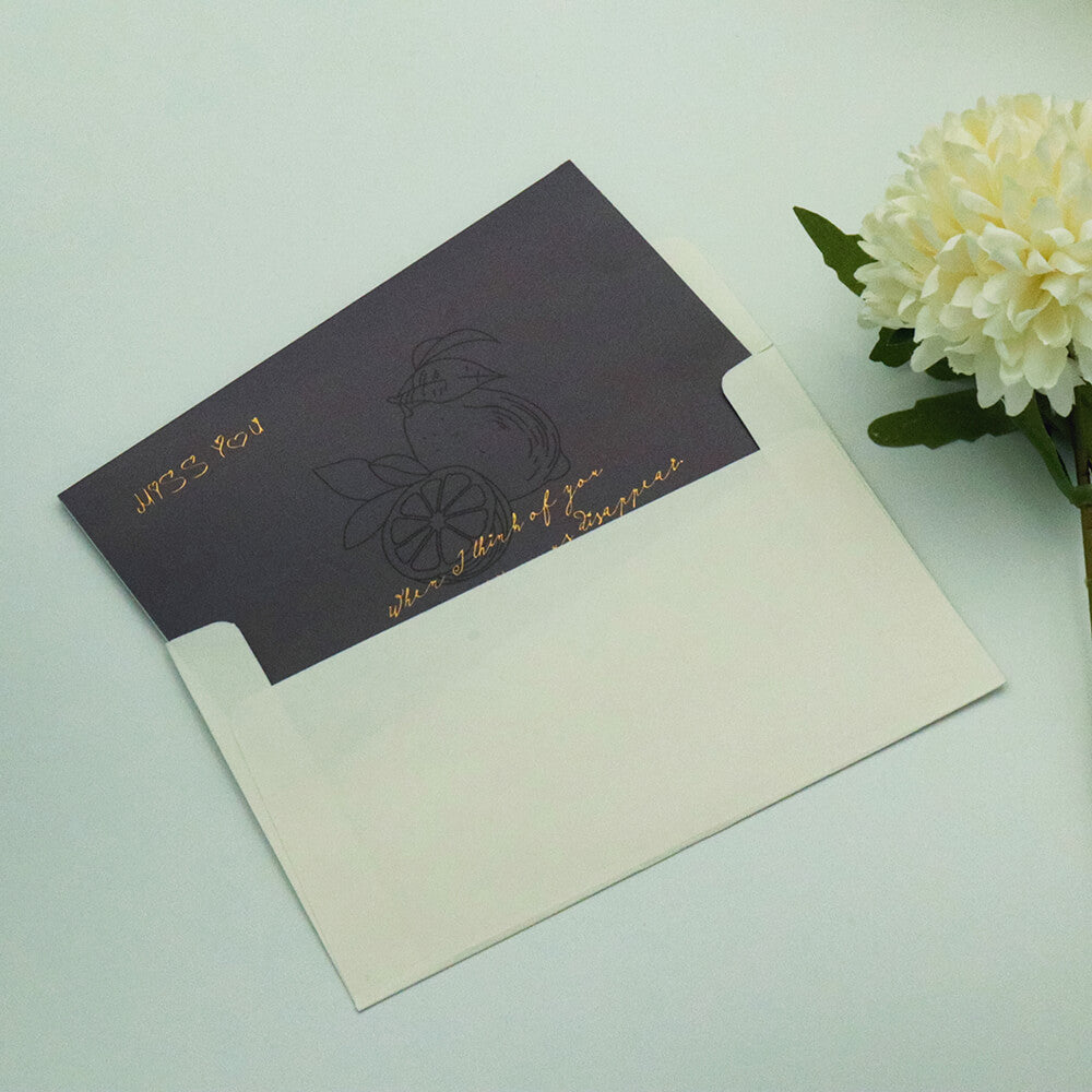 Miss You Gold Foil Morandi Color Greeting Card with Envelope by AMZ Deco