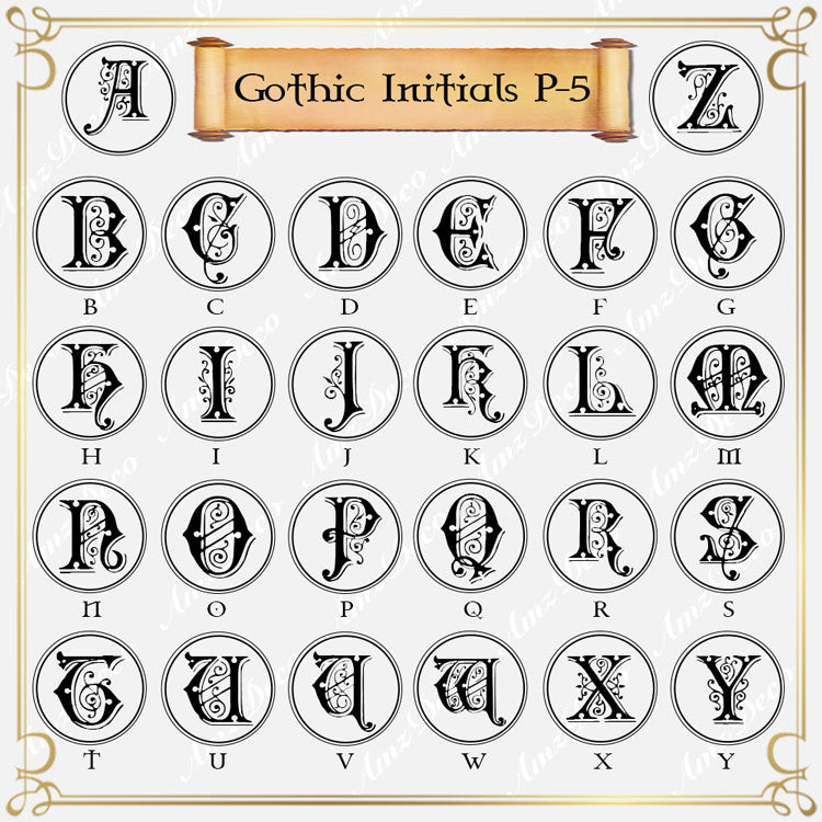Gothic Single Initial Wax Seal Stamps