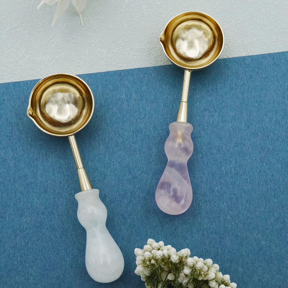 White Quartz and Rose Quartz Melting Spoon from AMZ Deco