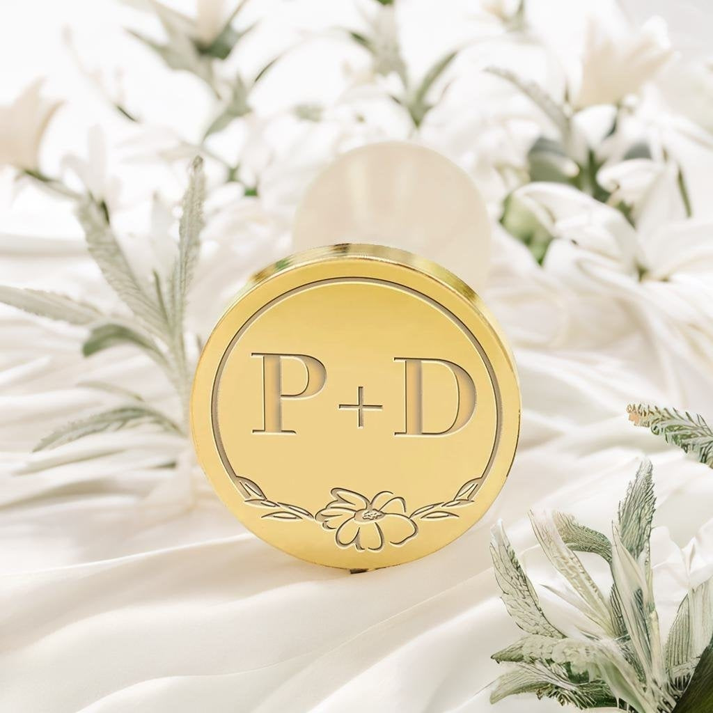 Blossom Wedding Custom Wax Seal Stamp with Double Initials