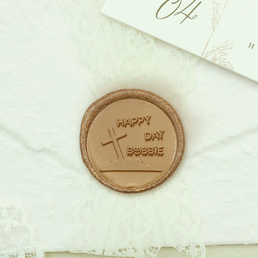 Custom Cross on Grave Halloween Name Wax Seal Stamp1