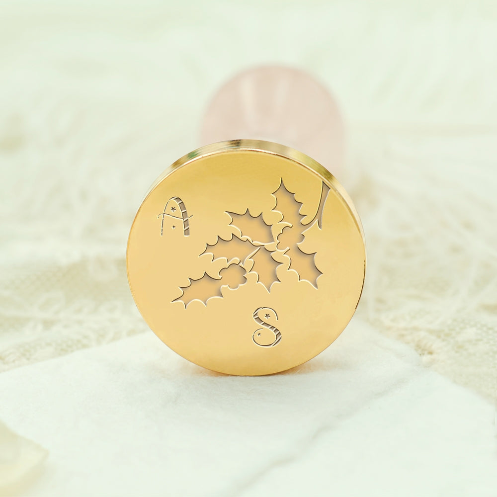 Holy Leaves Christmas Custom Name Wax Seal Stamp