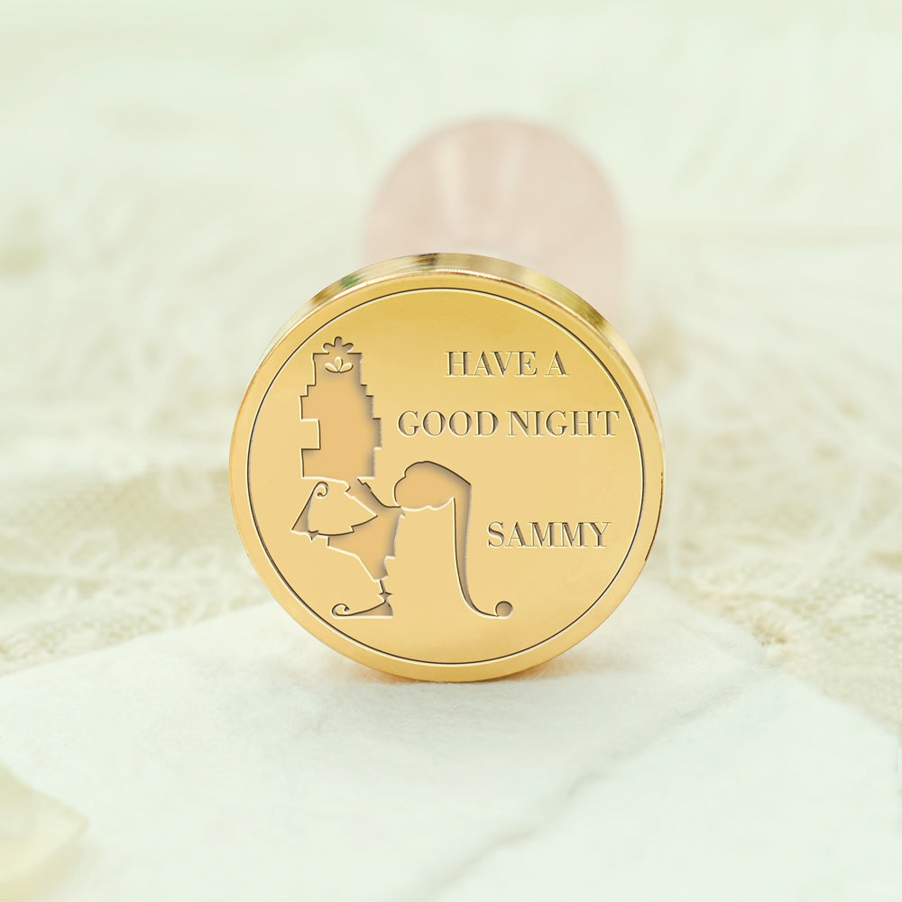Present-Holding Girl Christmas Custom Name Wax Seal Stamp